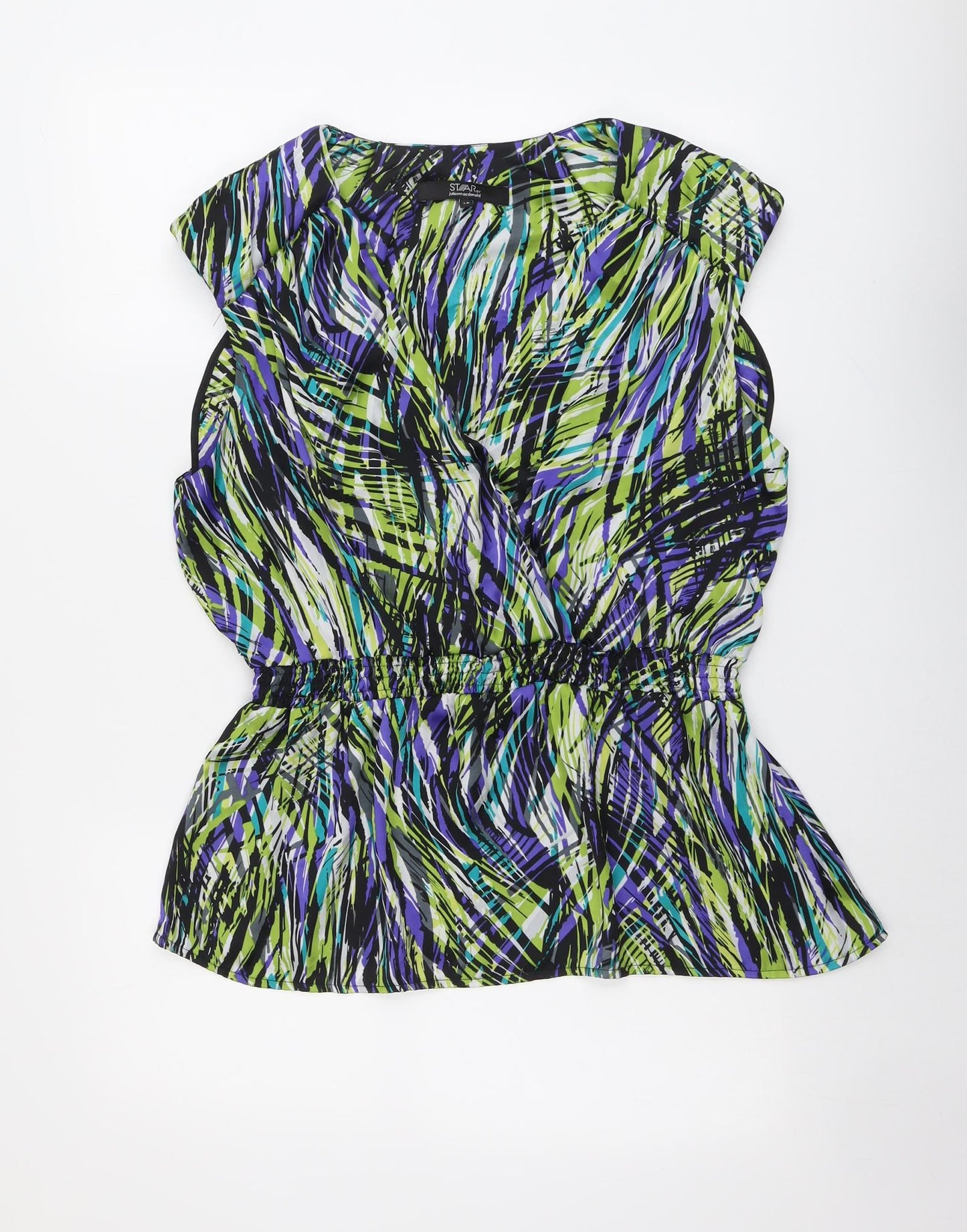 Star Womens Multicoloured Geometric Polyester Basic Blouse Size 18 V-Neck