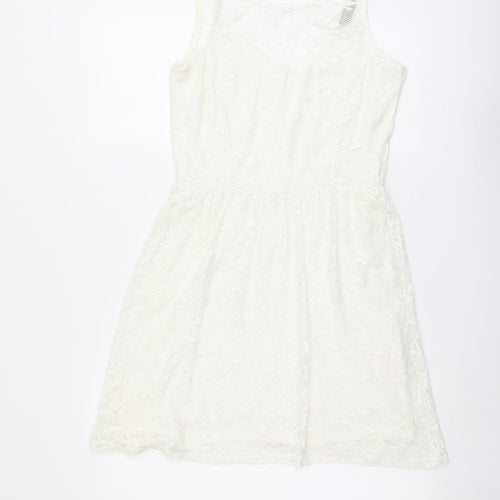 Dorothy Perkins Womens Ivory Polyester Tank Dress Size 10 Boat Neck Pullover