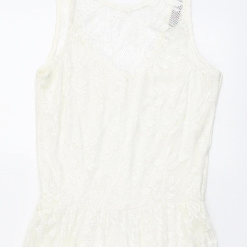 Dorothy Perkins Womens Ivory Polyester Tank Dress Size 10 Boat Neck Pullover