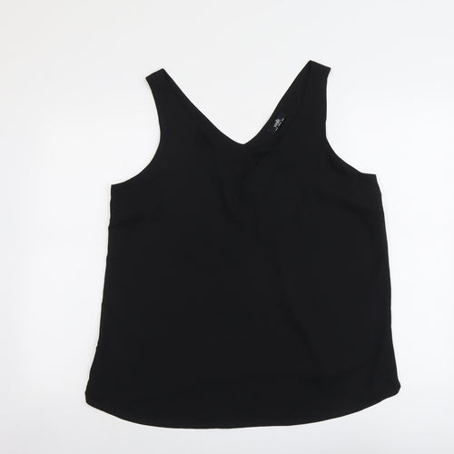 Wallis Womens Black Polyester Basic Tank Size 16 V-Neck