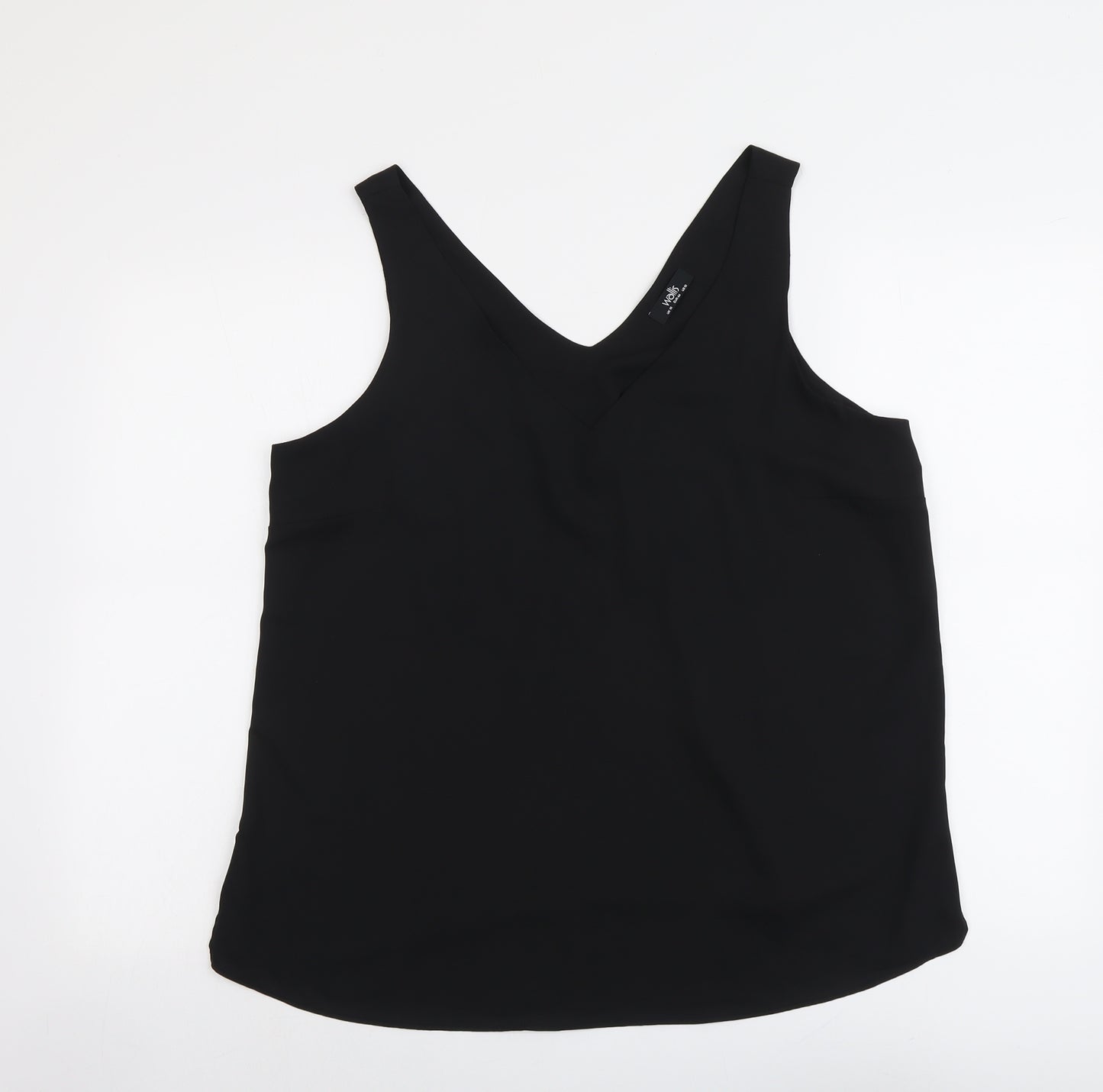 Wallis Womens Black Polyester Basic Tank Size 16 V-Neck