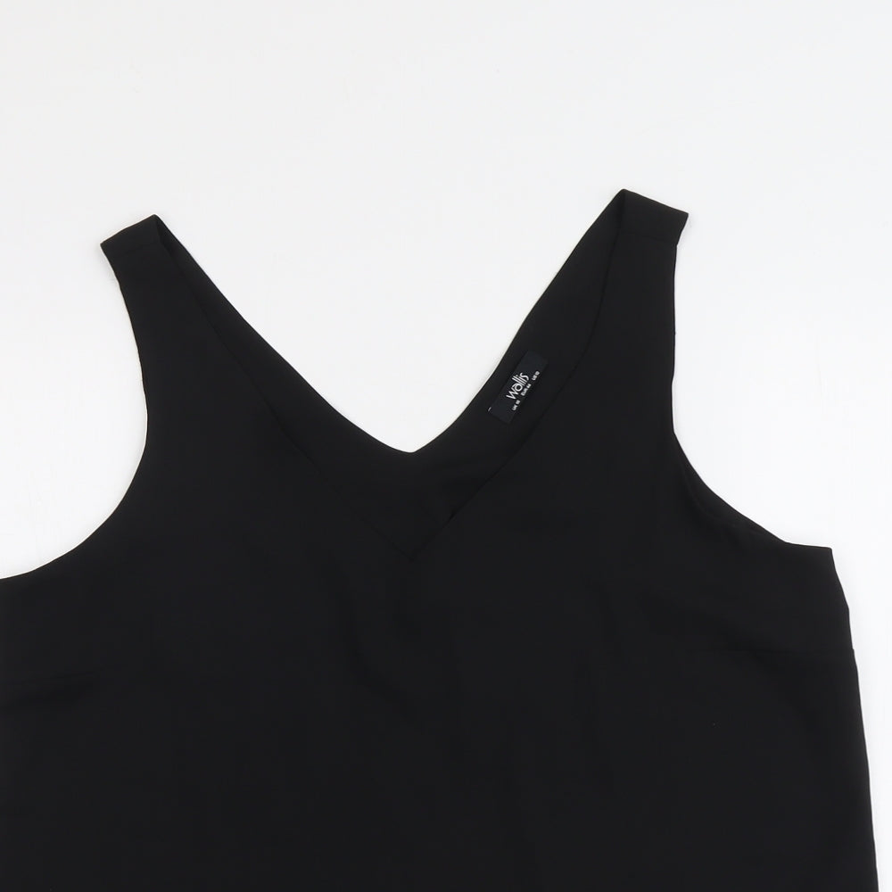 Wallis Womens Black Polyester Basic Tank Size 16 V-Neck