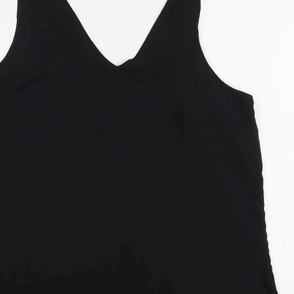 Wallis Womens Black Polyester Basic Tank Size 16 V-Neck