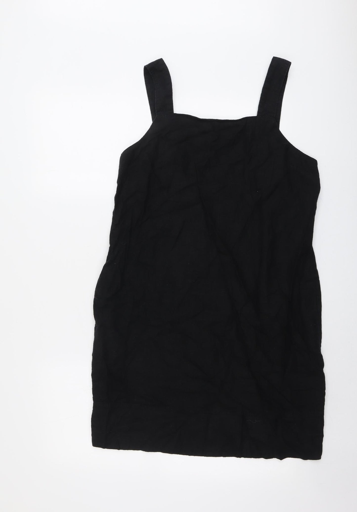 NEXT Womens Black Linen Tank Dress Size 12 Square Neck Pullover