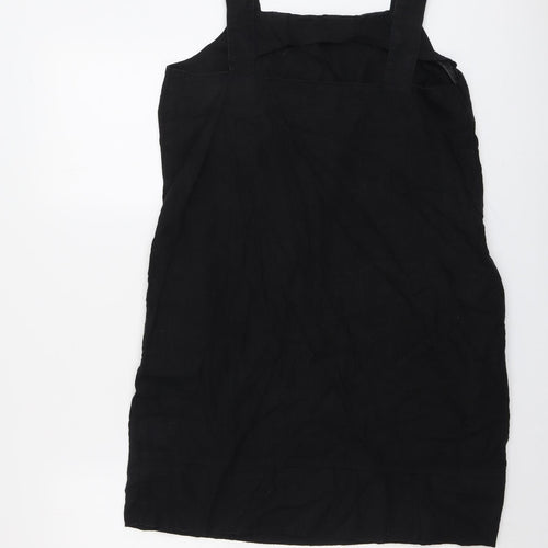NEXT Womens Black Linen Tank Dress Size 12 Square Neck Pullover