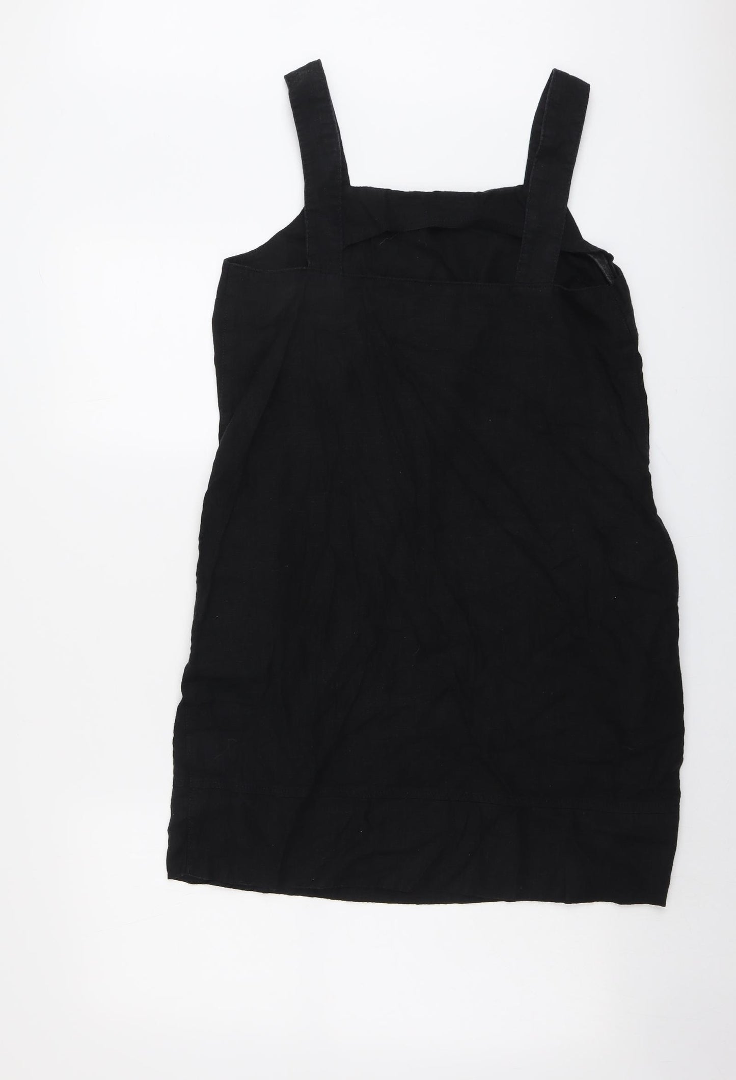 NEXT Womens Black Linen Tank Dress Size 12 Square Neck Pullover