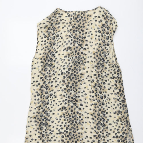 FRANK WALDER Womens Beige Animal Print Viscose Basic Tank Size 16 Round Neck - Cheetah Print