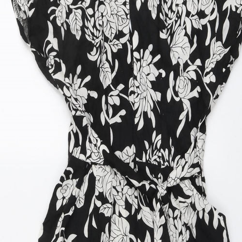 Closet Womens Black Geometric Viscose A-Line Size 8 V-Neck Pullover