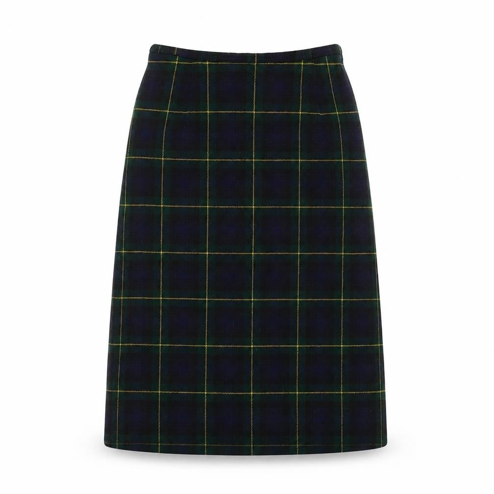 Pringle Womens Green Plaid Wool A-Line Skirt Size 28 in Zip