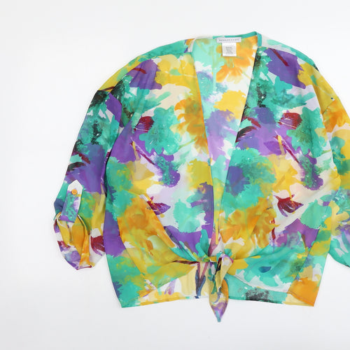 Annalee + Hope Womens Multicoloured Floral Polyester Basic Blouse Size M V-Neck - Knot Front