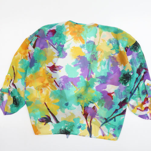 Annalee + Hope Womens Multicoloured Floral Polyester Basic Blouse Size M V-Neck - Knot Front