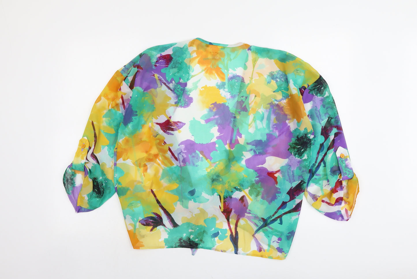 Annalee + Hope Womens Multicoloured Floral Polyester Basic Blouse Size M V-Neck - Knot Front