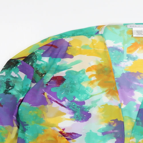 Annalee + Hope Womens Multicoloured Floral Polyester Basic Blouse Size M V-Neck - Knot Front