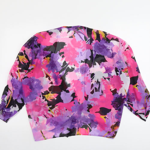 Annalee + Hope Womens Multicoloured Floral Polyester Basic Blouse Size M V-Neck - Knot Front