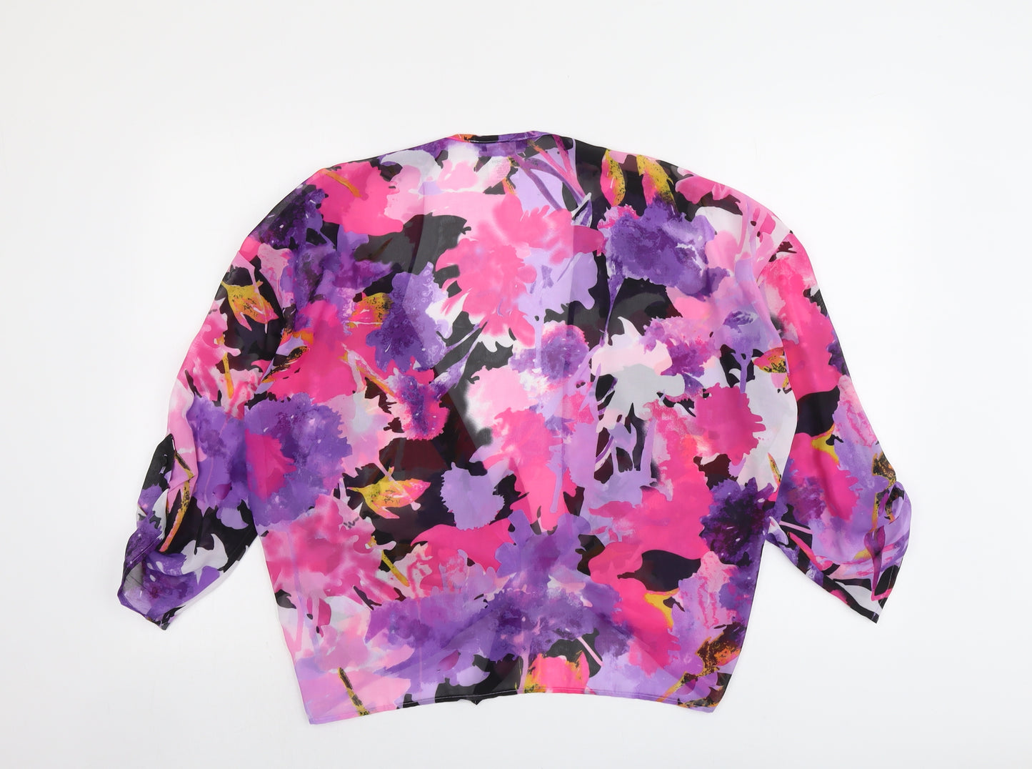 Annalee + Hope Womens Multicoloured Floral Polyester Basic Blouse Size M V-Neck - Knot Front