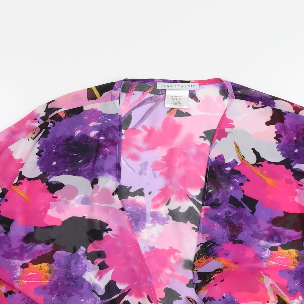 Annalee + Hope Womens Multicoloured Floral Polyester Basic Blouse Size M V-Neck - Knot Front