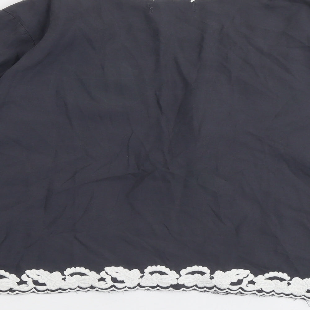 Indigo Womens Grey Lyocell Basic Blouse Size 16 V-Neck