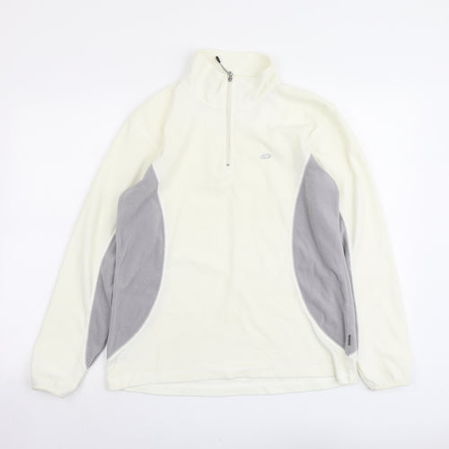 FIVE SEASONS Womens Ivory Polyester Pullover Sweatshirt Size 14 Zip