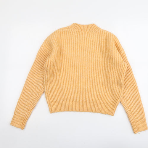 Mango Womens Orange Crew Neck Acrylic Pullover Jumper Size XS