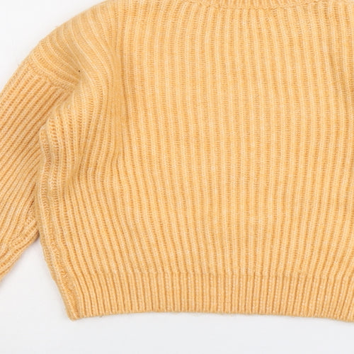 Mango Womens Orange Crew Neck Acrylic Pullover Jumper Size XS