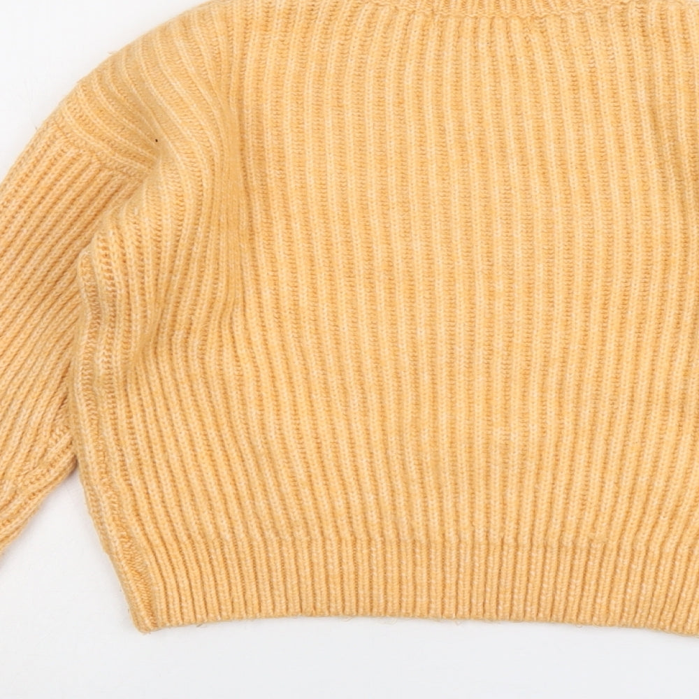 Mango Womens Orange Crew Neck Acrylic Pullover Jumper Size XS