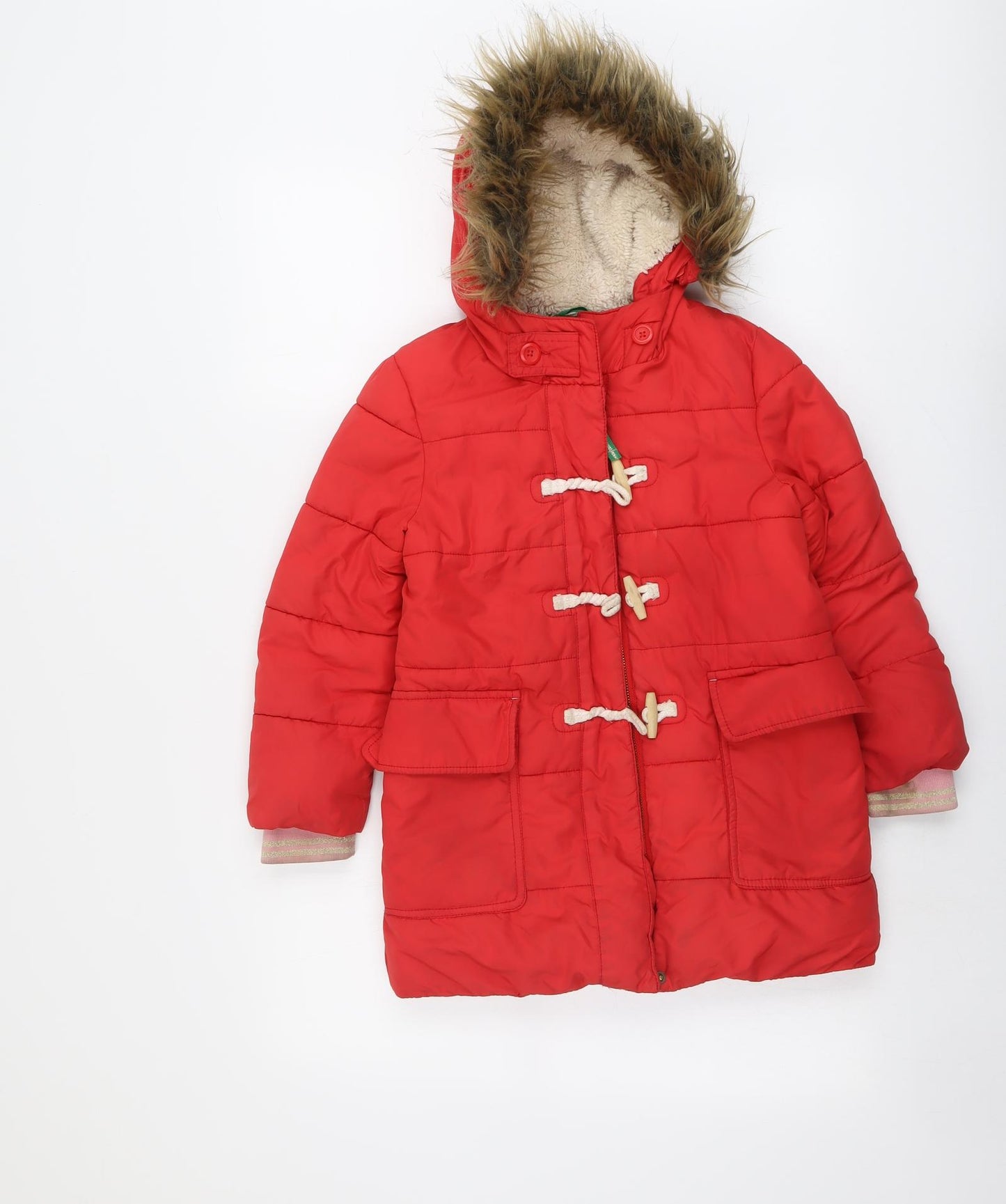 Boden Girls Red Parka Coat Size 6-7 Years Zip