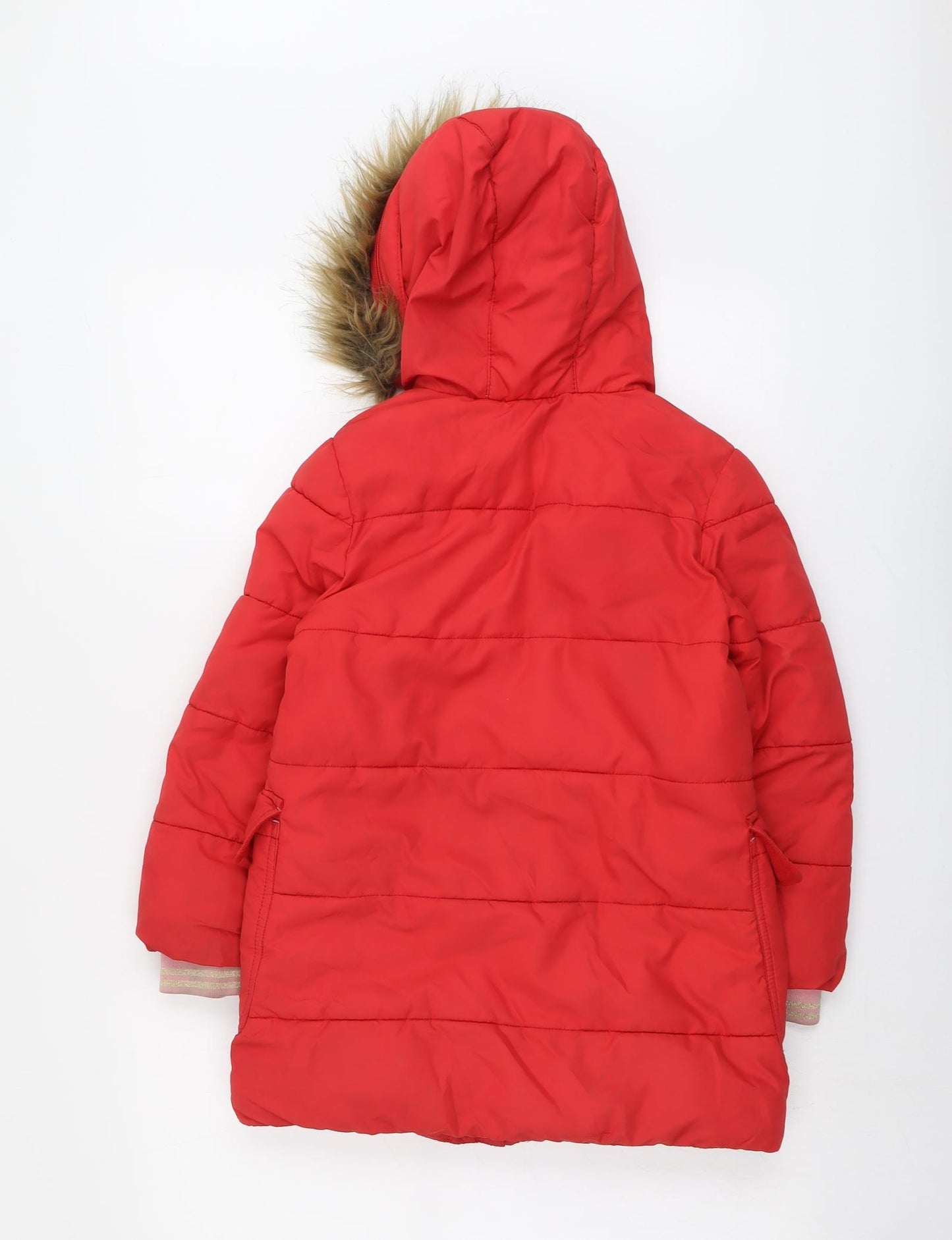 Boden Girls Red Parka Coat Size 6-7 Years Zip