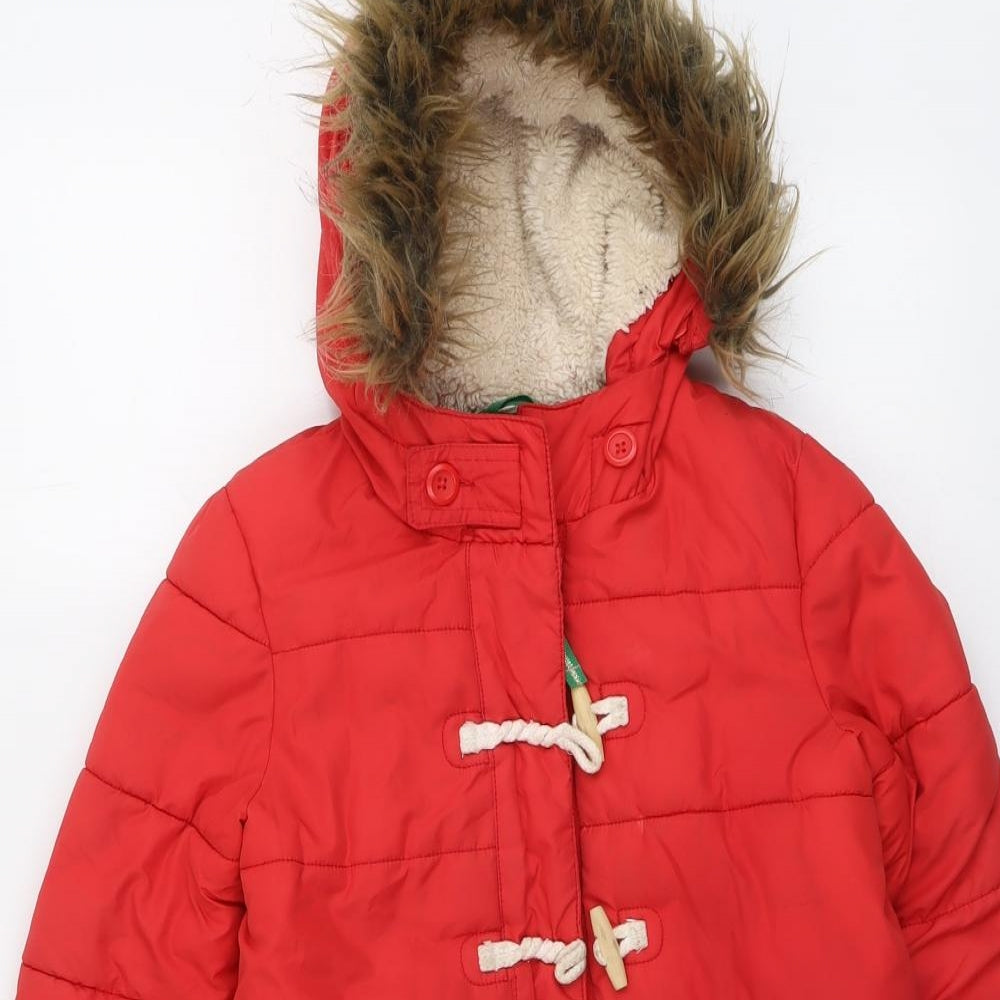 Boden Girls Red Parka Coat Size 6-7 Years Zip
