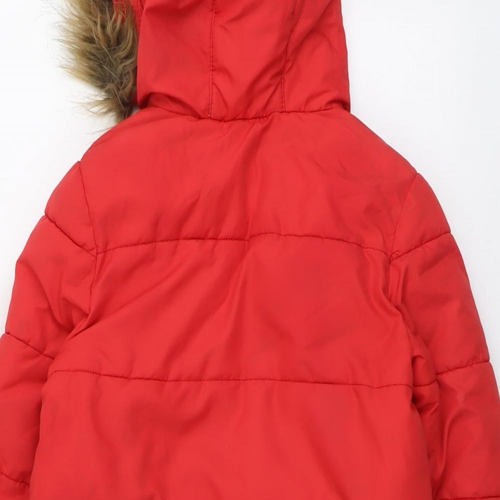 Boden Girls Red Parka Coat Size 6-7 Years Zip