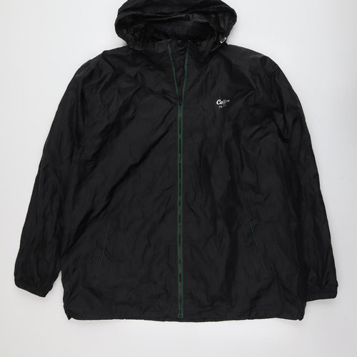 Cotton Traders Mens Black Rain Coat Coat Size 2XS Zip