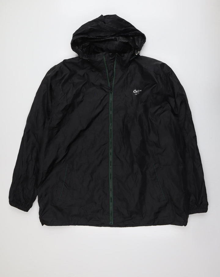 Cotton Traders Mens Black Rain Coat Coat Size 2XS Zip