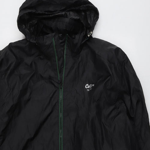 Cotton Traders Mens Black Rain Coat Coat Size 2XS Zip
