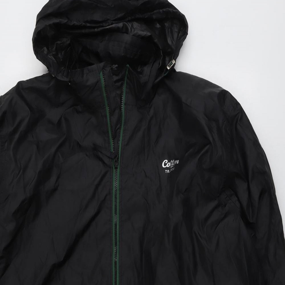 Cotton Traders Mens Black Rain Coat Coat Size 2XS Zip