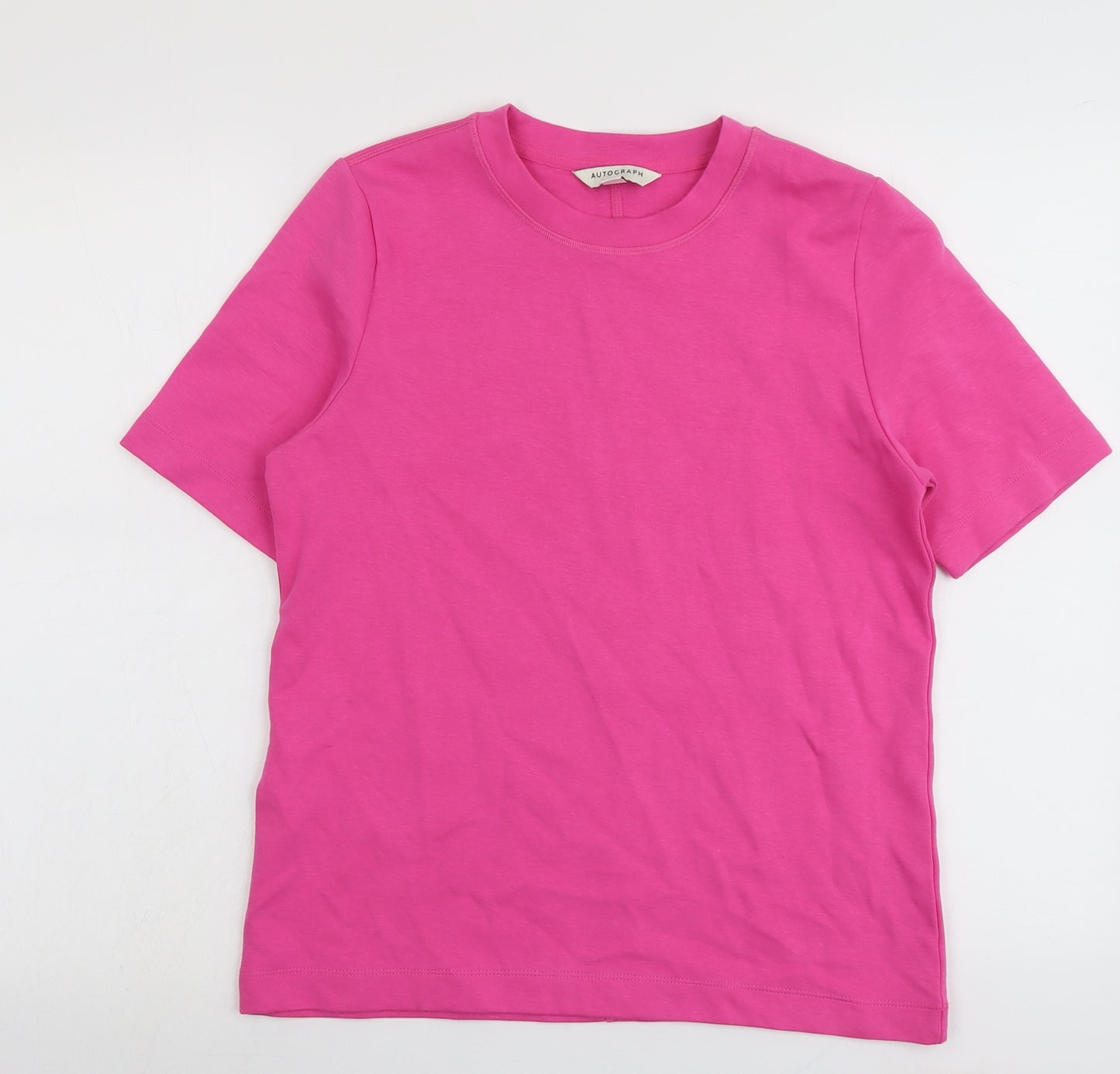 Autograph Womens Pink Cotton Basic T-Shirt Size 10 Round Neck