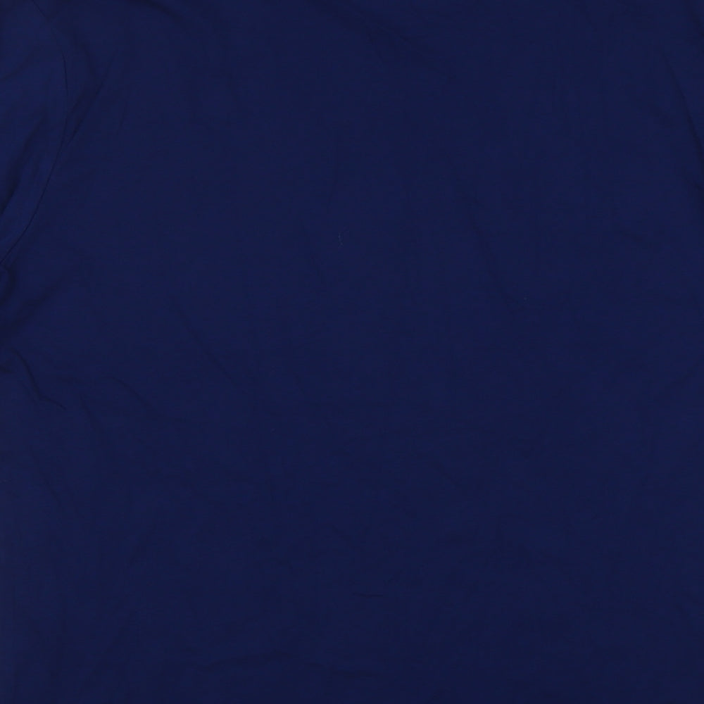 Marks and Spencer Mens Blue Cotton T-Shirt Size M Round Neck - Father Christmas Ho Ho Ho