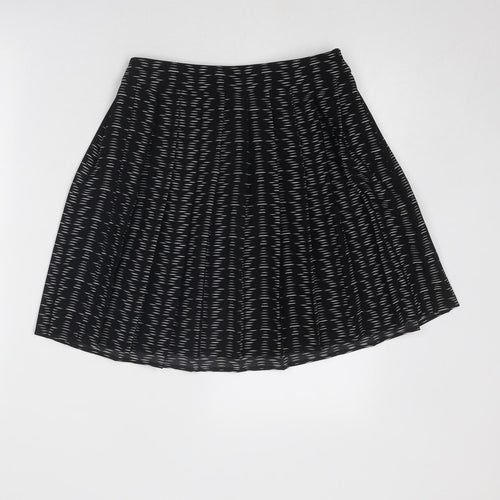 Marks and Spencer Womens Black Geometric Polyester Swing Skirt Size 8 Zip