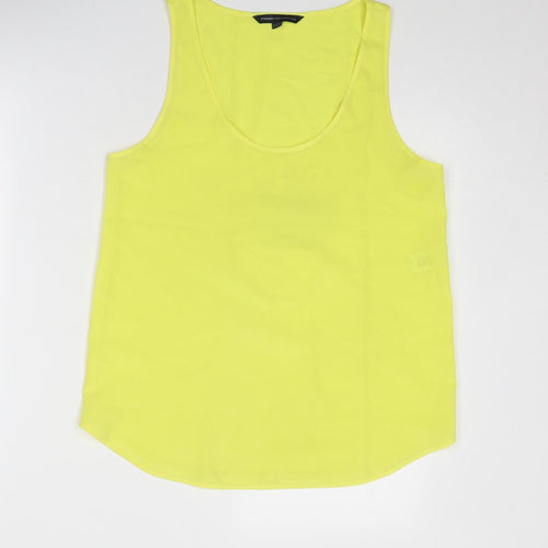 French Connection Womens Yellow Polyester Basic Tank Size 12 Scoop Neck