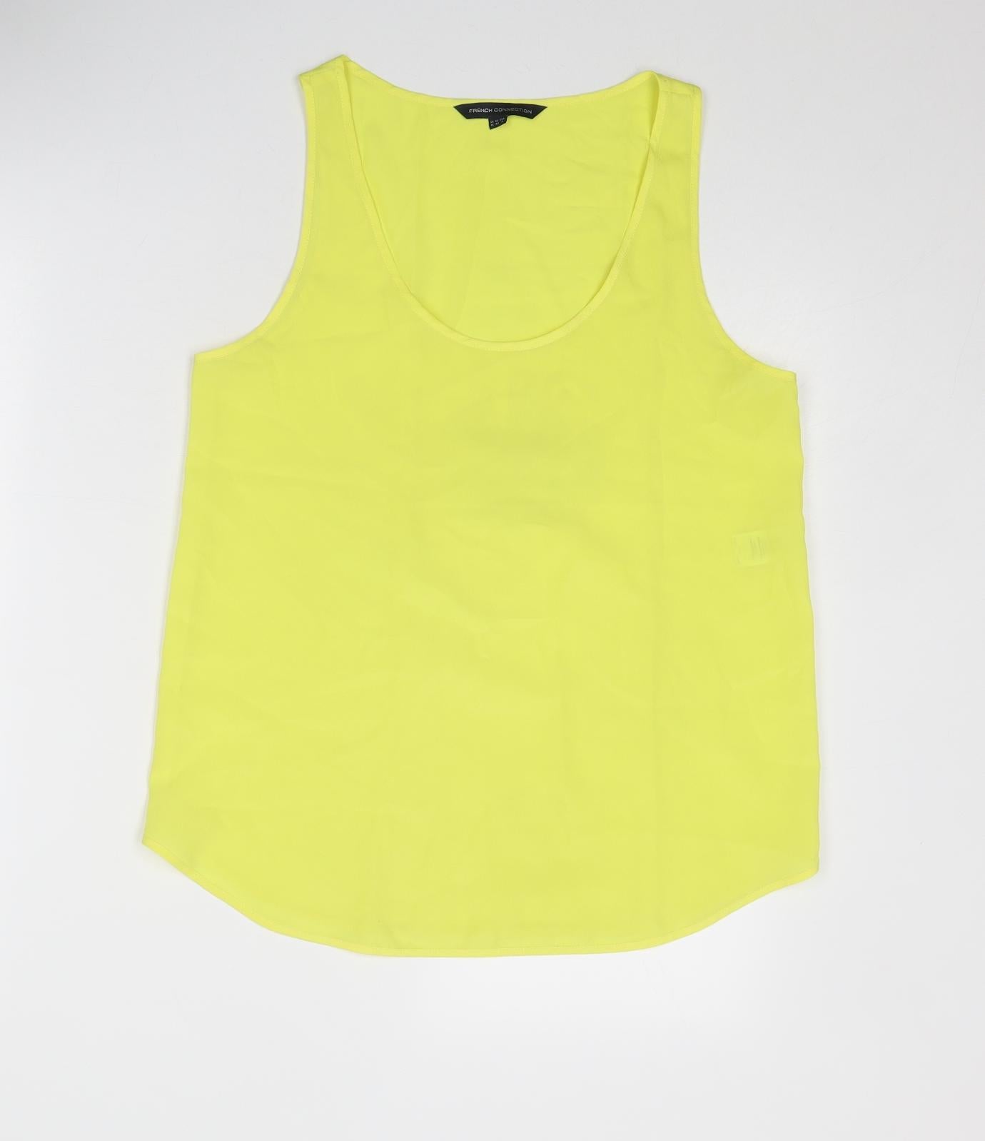 French Connection Womens Yellow Polyester Basic Tank Size 12 Scoop Neck