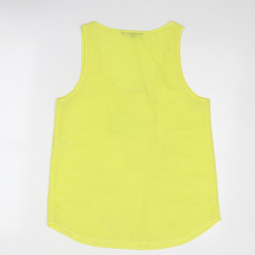 French Connection Womens Yellow Polyester Basic Tank Size 12 Scoop Neck