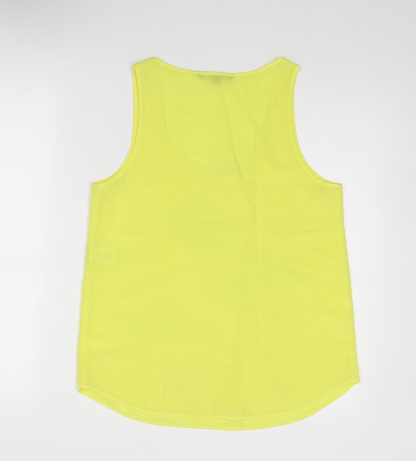 French Connection Womens Yellow Polyester Basic Tank Size 12 Scoop Neck