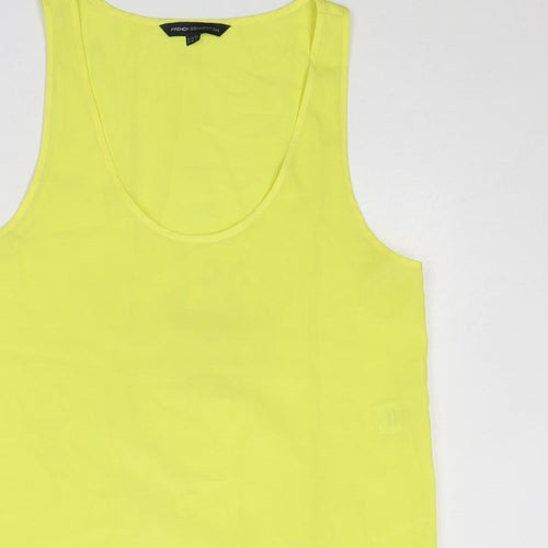 French Connection Womens Yellow Polyester Basic Tank Size 12 Scoop Neck