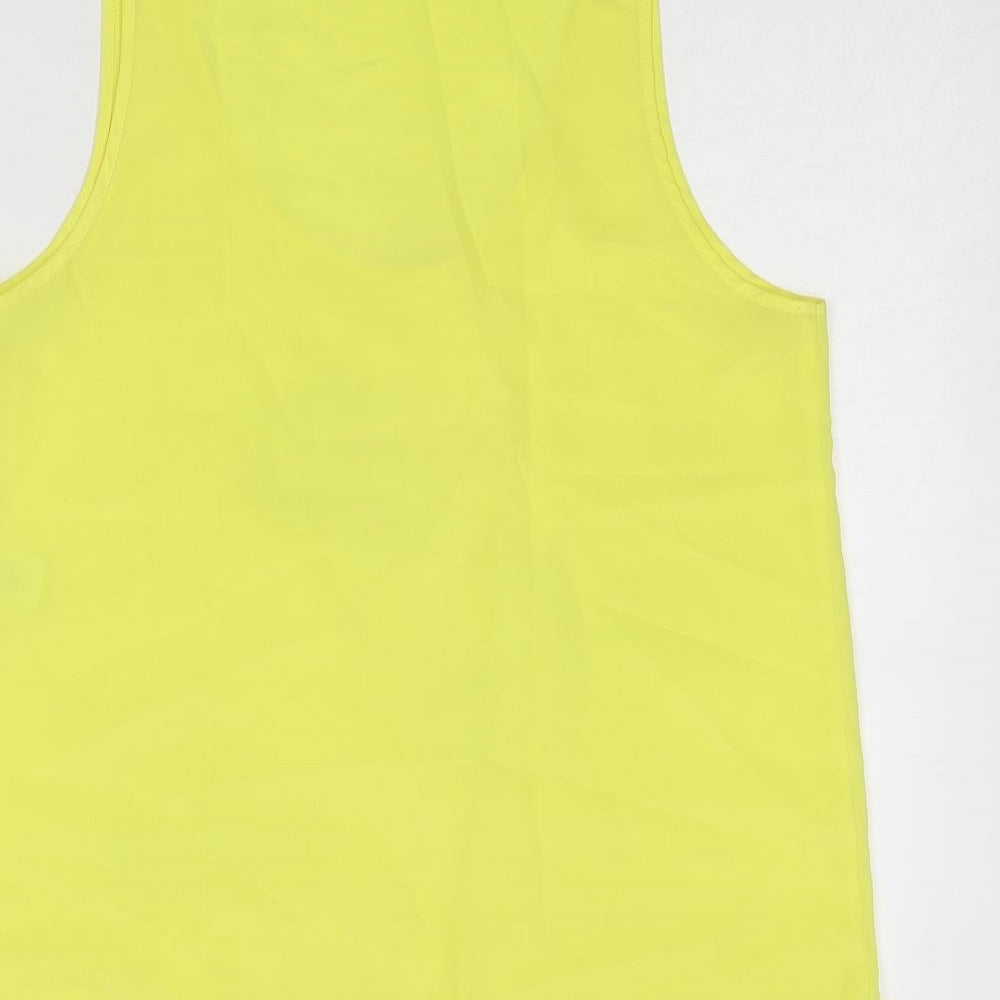 French Connection Womens Yellow Polyester Basic Tank Size 12 Scoop Neck