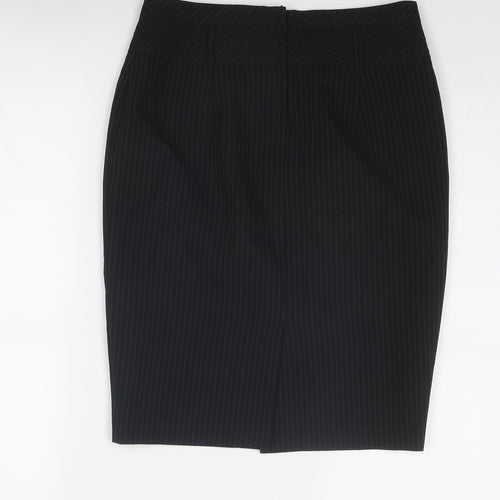 New Look Womens Grey Striped Polyester A-Line Skirt Size 8 Zip