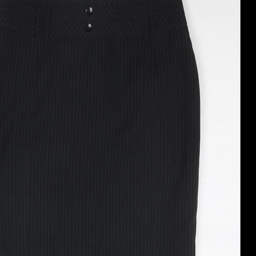 New Look Womens Grey Striped Polyester A-Line Skirt Size 8 Zip