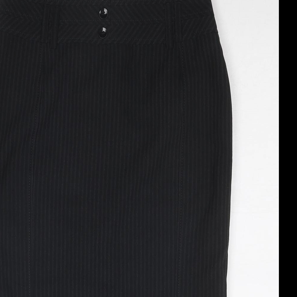 New Look Womens Grey Striped Polyester A-Line Skirt Size 8 Zip