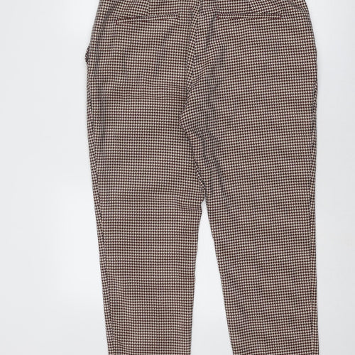 H&M Womens Red Geometric Polyester Chino Trousers Size 16 Regular Zip