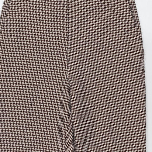 H&M Womens Red Geometric Polyester Chino Trousers Size 16 Regular Zip