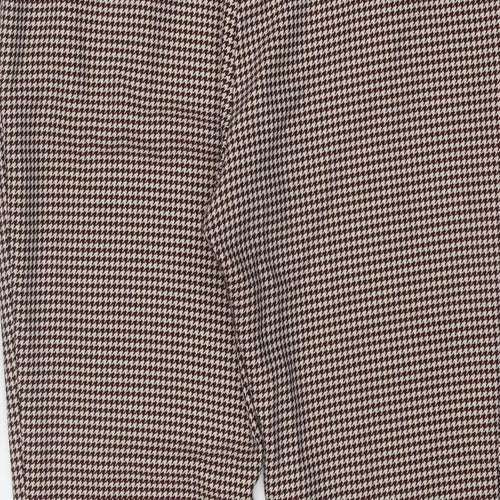 H&M Womens Red Geometric Polyester Chino Trousers Size 16 Regular Zip