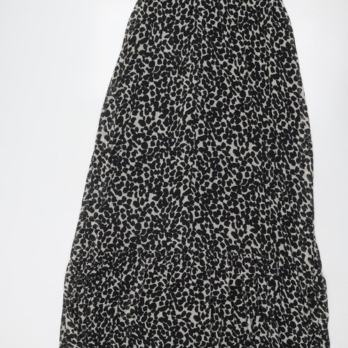 H&M Womens Black Geometric Polyester Maxi Size XL Round Neck Tie