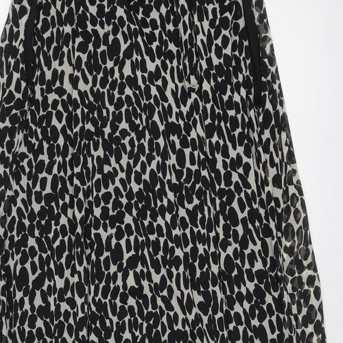 H&M Womens Black Geometric Polyester Maxi Size XL Round Neck Tie